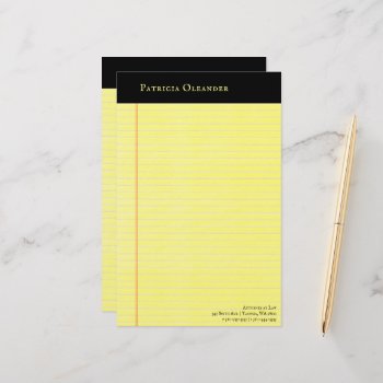 Yellow Legal Pad Style Black Top Stationery by TerryBain at Zazzle