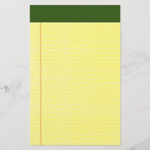 Yellow Legal Pad Style Green Top Stationery Zazzle