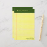 Yellow Legal Pad Style Green Top Stationery
