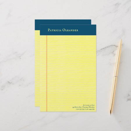 Yellow Legal Pad Style Ocean Top Stationery