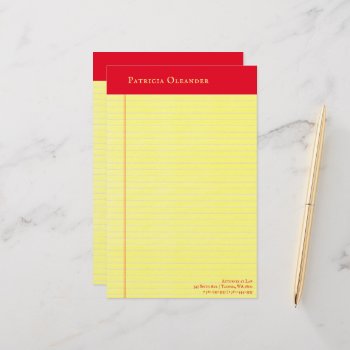 Yellow Legal Pad Style Peach Top Stationery by TerryBain at Zazzle
