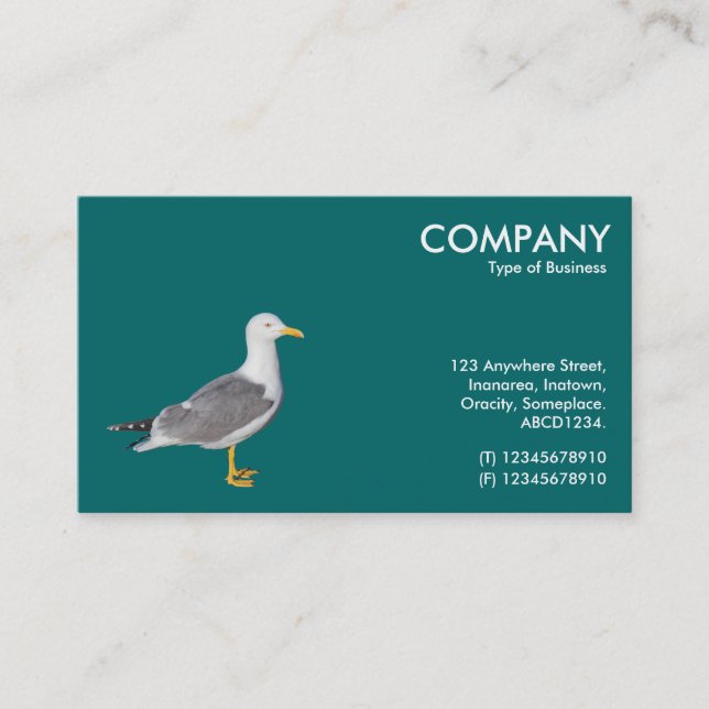 Yellow Legged Gull - Moss Green Business Card (Front)