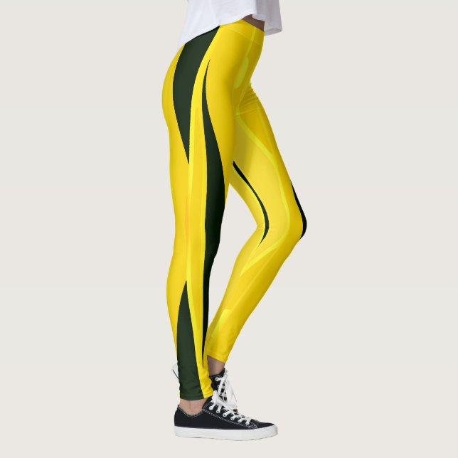 Yellow Leggings With Wavy Black Stripes (Right)