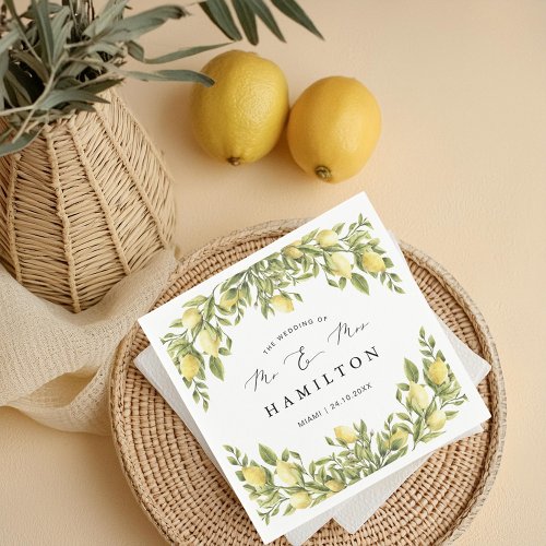 Yellow Lemon amalfi coast Mediterranean Wedding Napkins