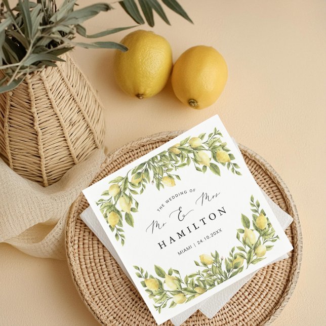 Yellow Lemon amalfi coast Mediterranean Wedding Napkins (Creator Uploaded)