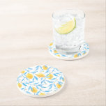 Yellow Lemon and Blue leaves Coaster<br><div class="desc">Yellow Lemon and Blue leaves coaster</div>