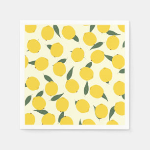 Yellow Lemon and Green Leaves Napkins