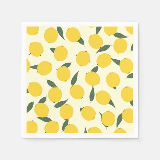 Yellow Lemon and Green Leaves  Napkins (Front)
