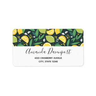 Yellow Lemon and Green Lime Fruit Food Pattern Label