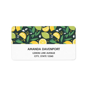 Yellow Lemon and Green Lime Fruit Food Pattern Label