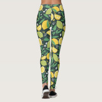 Lemon Yellow Lime Green Orange Juicy Fruit Print Leggings