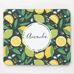 Yellow Lemon and Green Lime Fruit Food Pattern Mouse Pad