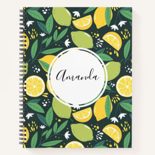 Yellow Lemon and Green Lime Fruit Food Pattern Notebook