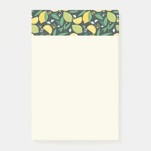 Yellow Lemon and Green Lime Fruit Food Pattern Post_it Notes