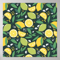 Yellow Lemon and Green Lime Fruit Food Pattern