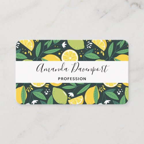 Yellow Lemon and Green Lime Fruit Pattern Business Card