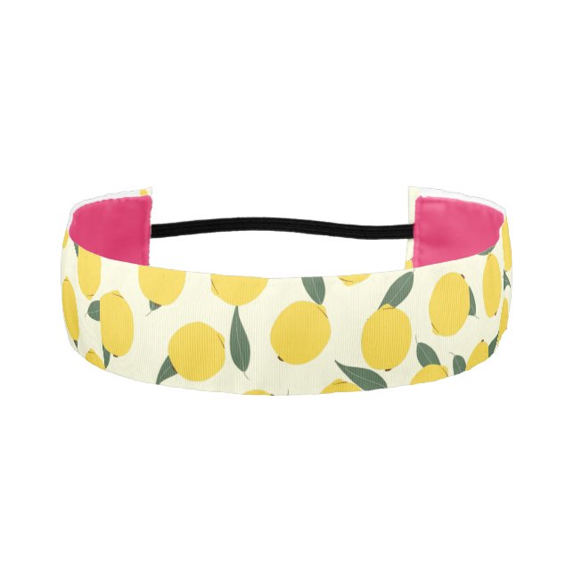 Yellow Lemon and Leaves Athletic Headband (Front)