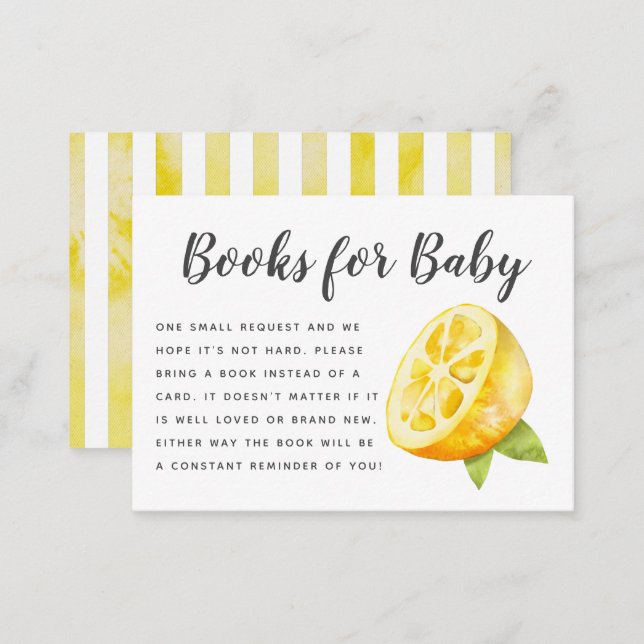 Yellow Lemon Baby Shower Book Request  Enclosure Card (Front/Back)