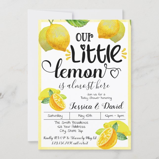Yellow Lemon Baby Shower Summer Outdoor Spring Invitation (Front)