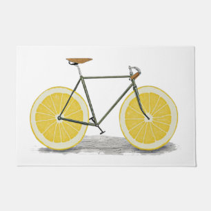 Yellow Lemon Bike Mat, Funny Fruit  Doormat