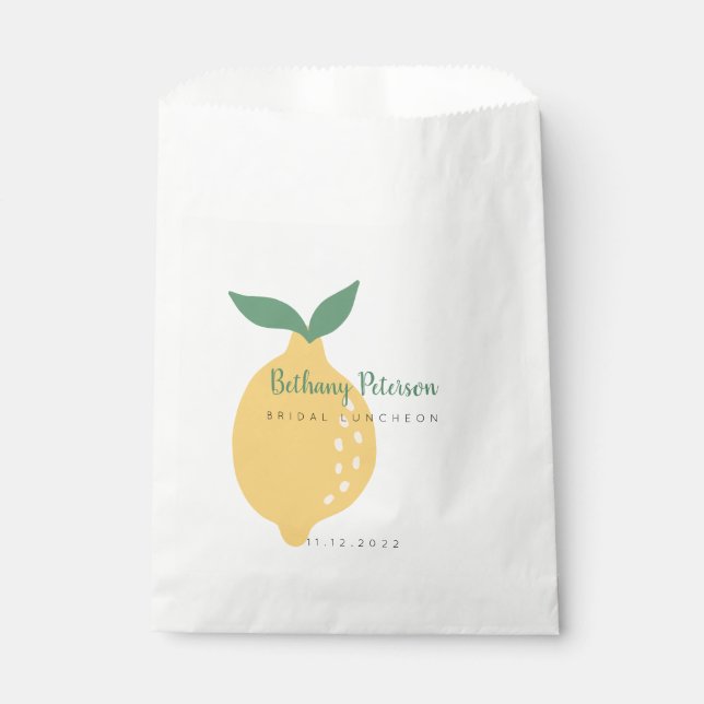 Yellow Lemon Bridal Luncheon Favor Bag (Front)