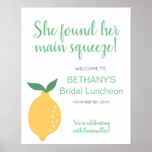 Yellow Lemon Bridal Luncheon Welcome Poster