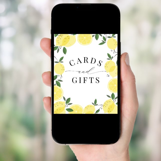 Yellow Lemon Bridal Shower Cards & Gifts Sign (Front Digital)