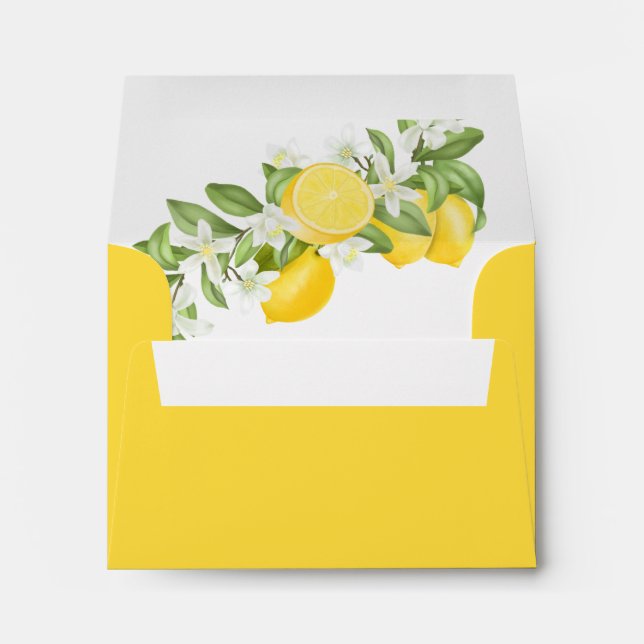 Yellow Lemon Bridal Shower Return Address Envelope (Back (Bottom))