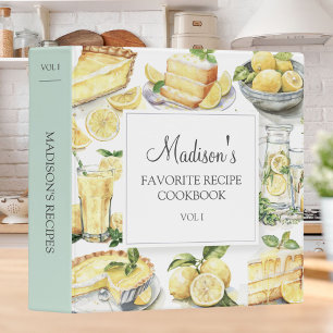 Yellow Lemon Cake Lemonade Recipe Cookbook 3 Ring Binder