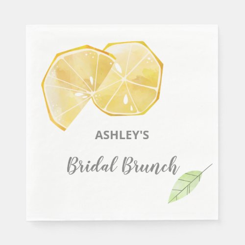 Yellow Lemon Citrus Bridal Brunch Napkins