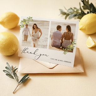 Yellow Lemon Citrus Calligraphy Wedding Letterpress Thank You Card