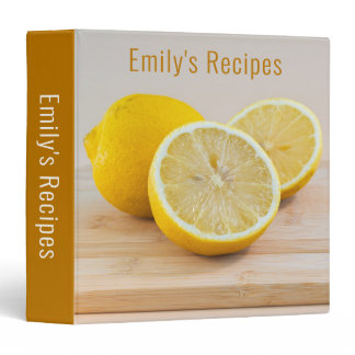 Yellow Lemon Citrus Food Photography Recipe 3 Ring Binder