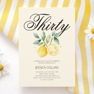Yellow Lemon Citrus Fruit 30th Birthday Party Invitation