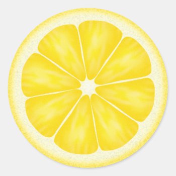 Yellow Lemon Citrus Fruit Classic Round Sticker by adams_apple at Zazzle