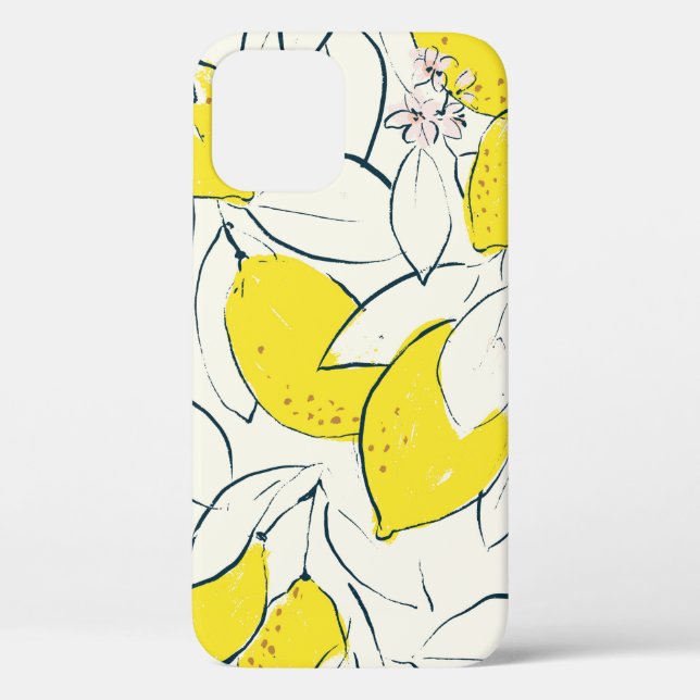 Yellow lemon citrus fruit hand drawn illustration  Case-Mate iPhone case (Back)