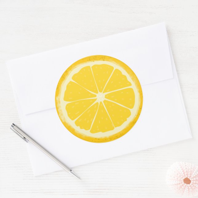 Yellow Lemon Citrus Fruit Slice  Artistic   Classic Round Sticker (Envelope)