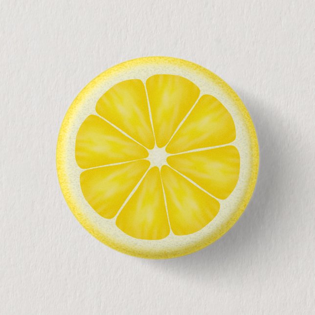 Yellow Lemon Citrus Fruit Slice Button (Front)