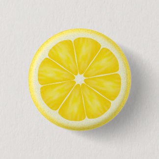Yellow Lemon Citrus Fruit Slice Button