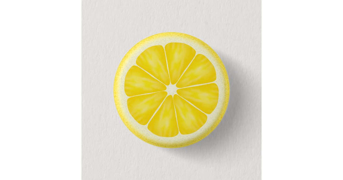 Yellow Lemon Citrus Fruit Slice Button | Zazzle