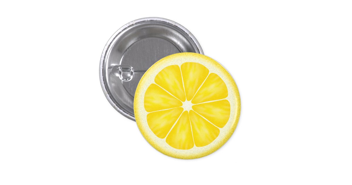 Yellow Lemon Citrus Fruit Slice Button | Zazzle