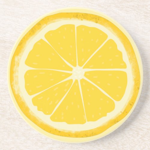 Yellow lemon citrus fruit slice coaster