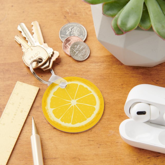 Yellow Lemon Citrus Fruit Slice   Keychain (Desk)
