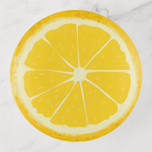 Yellow Lemon Citrus Fruit Slice  Trinket Tray