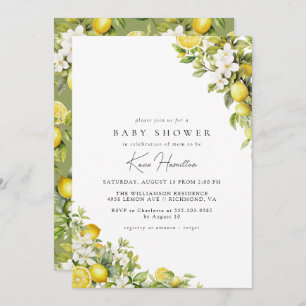 Yellow Lemon Citrus Fruit Summer Baby Shower Invitation