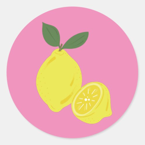 Yellow Lemon Classic Round Sticker
