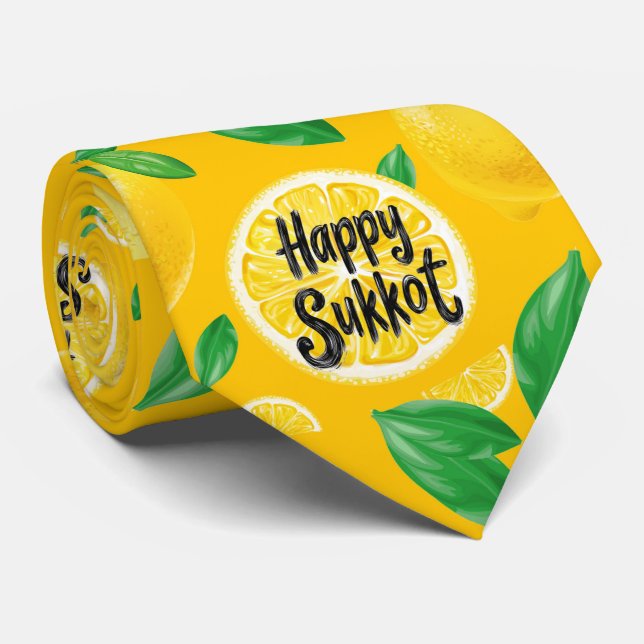 Yellow Lemon Delight Sukkot Neck Tie (Rolled)