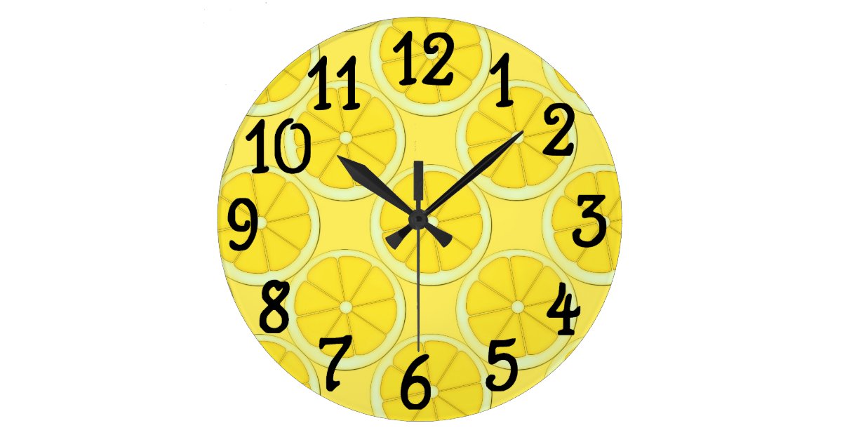Yellow Lemon Design Kitchen Wall Clock | Zazzle