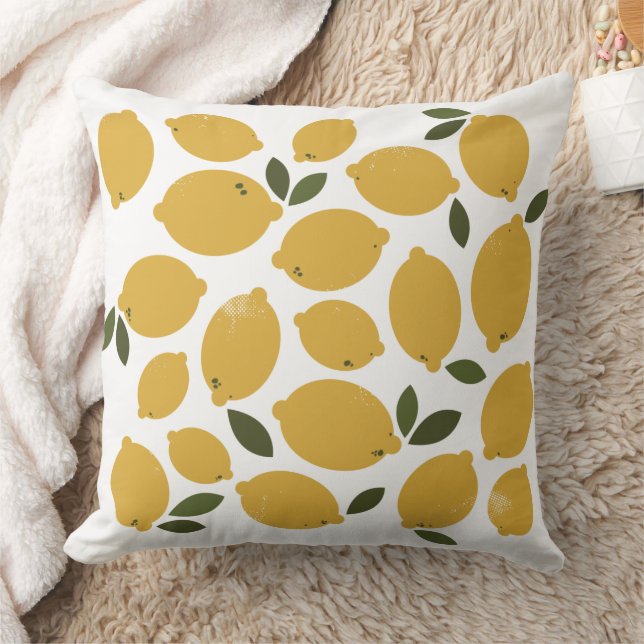 Yellow Lemon design Throw Pillow (Blanket)