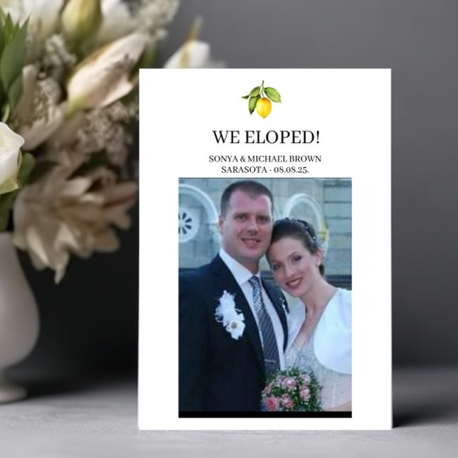Yellow Lemon Elopement Announcement Card (Creator Uploaded)