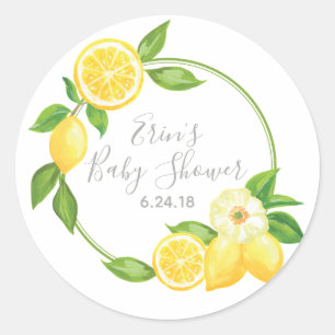 Yellow Lemon Floral Thank You Favor Tag Sticker